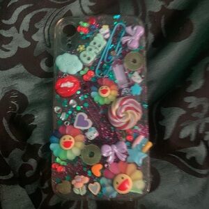 Colorful Glitter Phone Case with 3D Charms